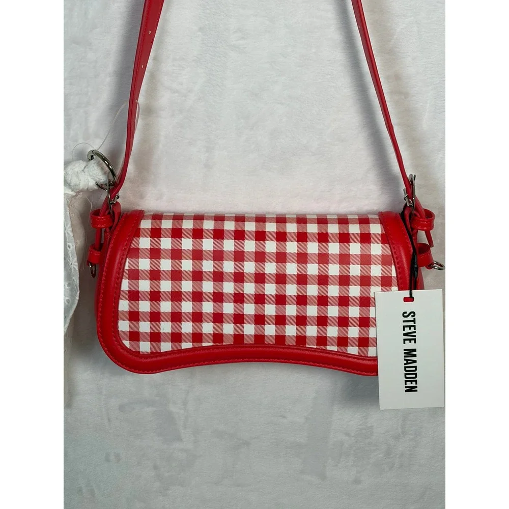 Steve Madden BTOOMSY Red Gingham Shoulder Bag Tomato Flap Purse NWT DT627585